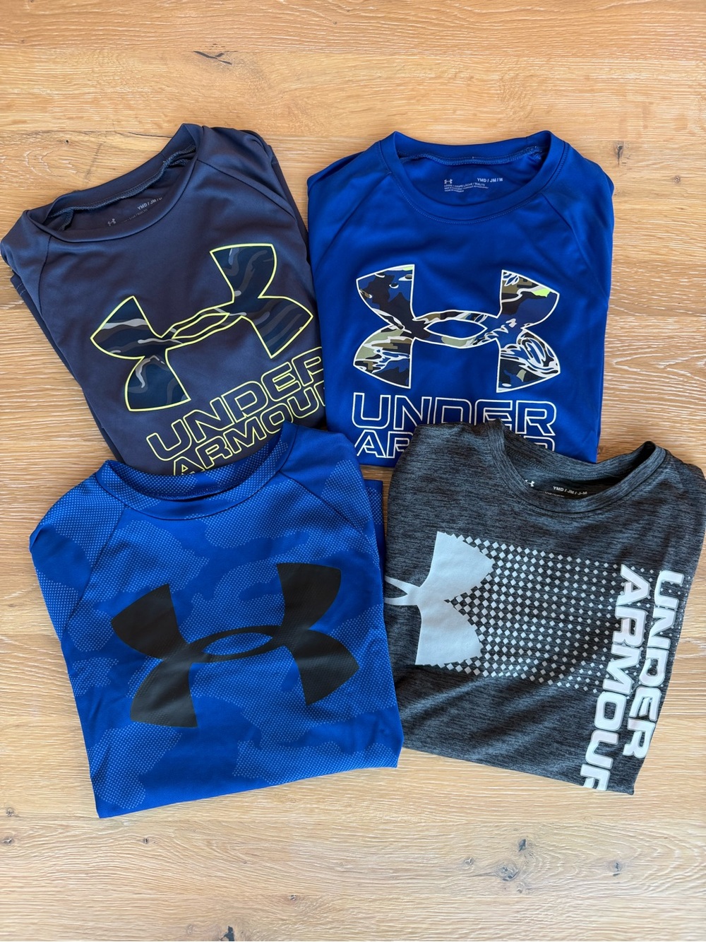 Lot of Four Under Armour Boys' Short Sleeve Logo Performance Tees - Blue/Gray